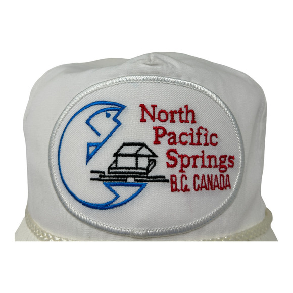 Vintage North Pacific Springs b.c. Canada No Problem Rope Cap Hat Snapback White - Picture 2 of 13